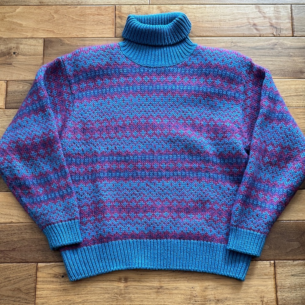 Vtg Sportables mohair blend fair isle turtleneck sweater